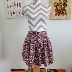 5th Culture | Y2k Vintage Floral Linen Blend Flare Mini Skirt